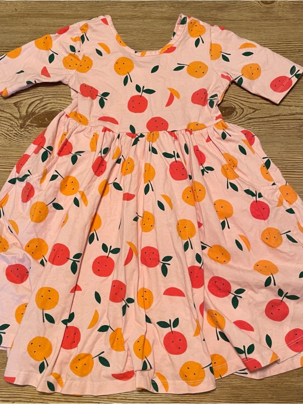 Hanna Andersson Pink Citrus Print Twirl Short Sleeve Dress